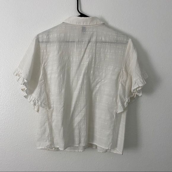 Universal Thread Flutter Sleeve White Linen Top - Picture 4 of 4